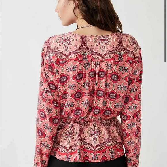 Free People Falling for You Floral Print Peplum Top Boho Blouse. XS - Picture 2 of 8